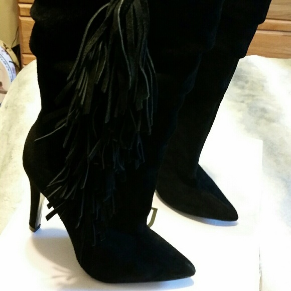 Sexy black fringe bootie boots - Picture 2 of 5